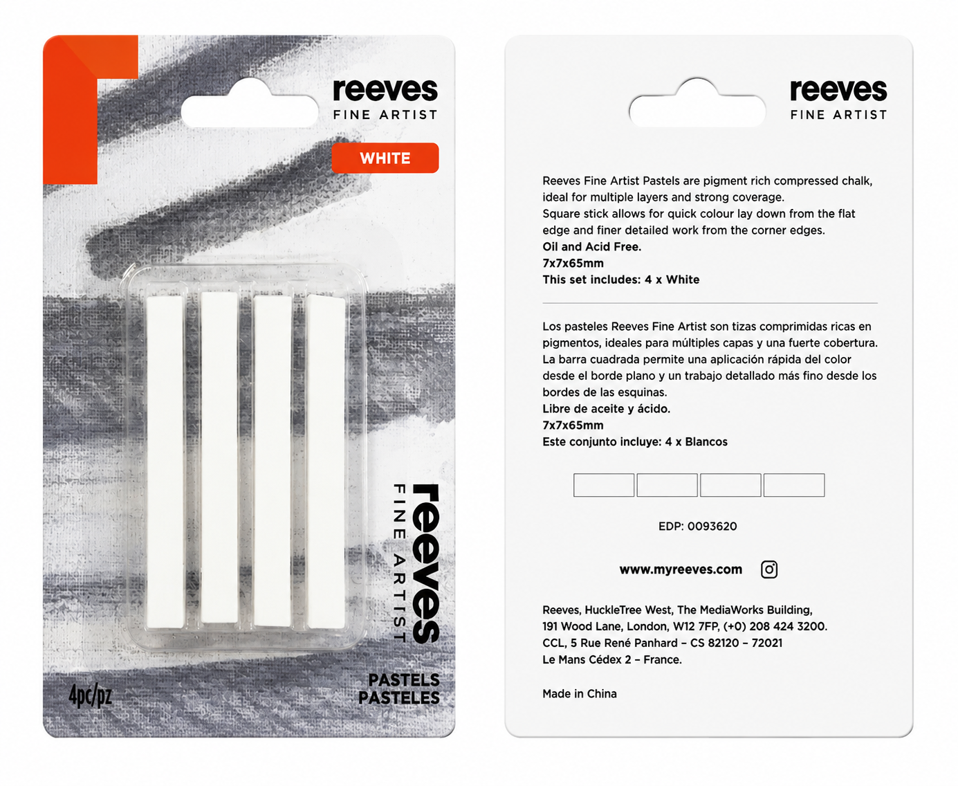 Reeves Chalk Pastels White 4 Pack