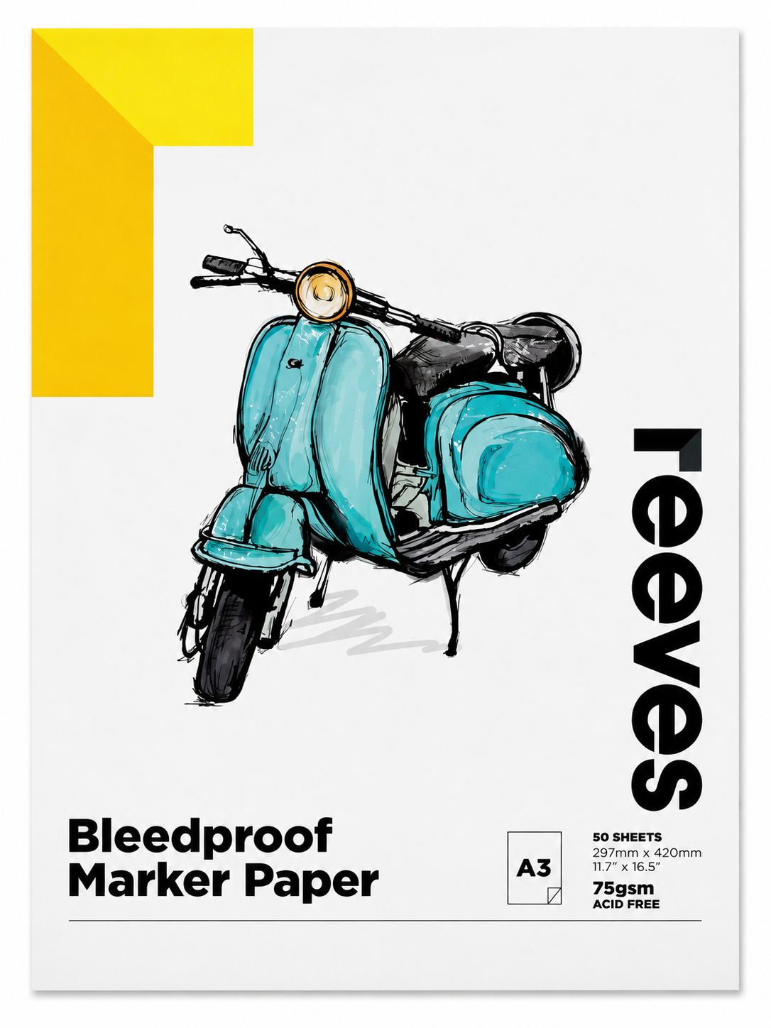 Reeves Bleedproof Marker Paper Pad A3 75gsm 50 Sheets