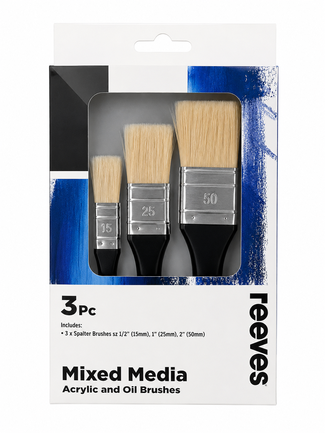 Reeves Acrylic and Oil Brushes 3 Piece