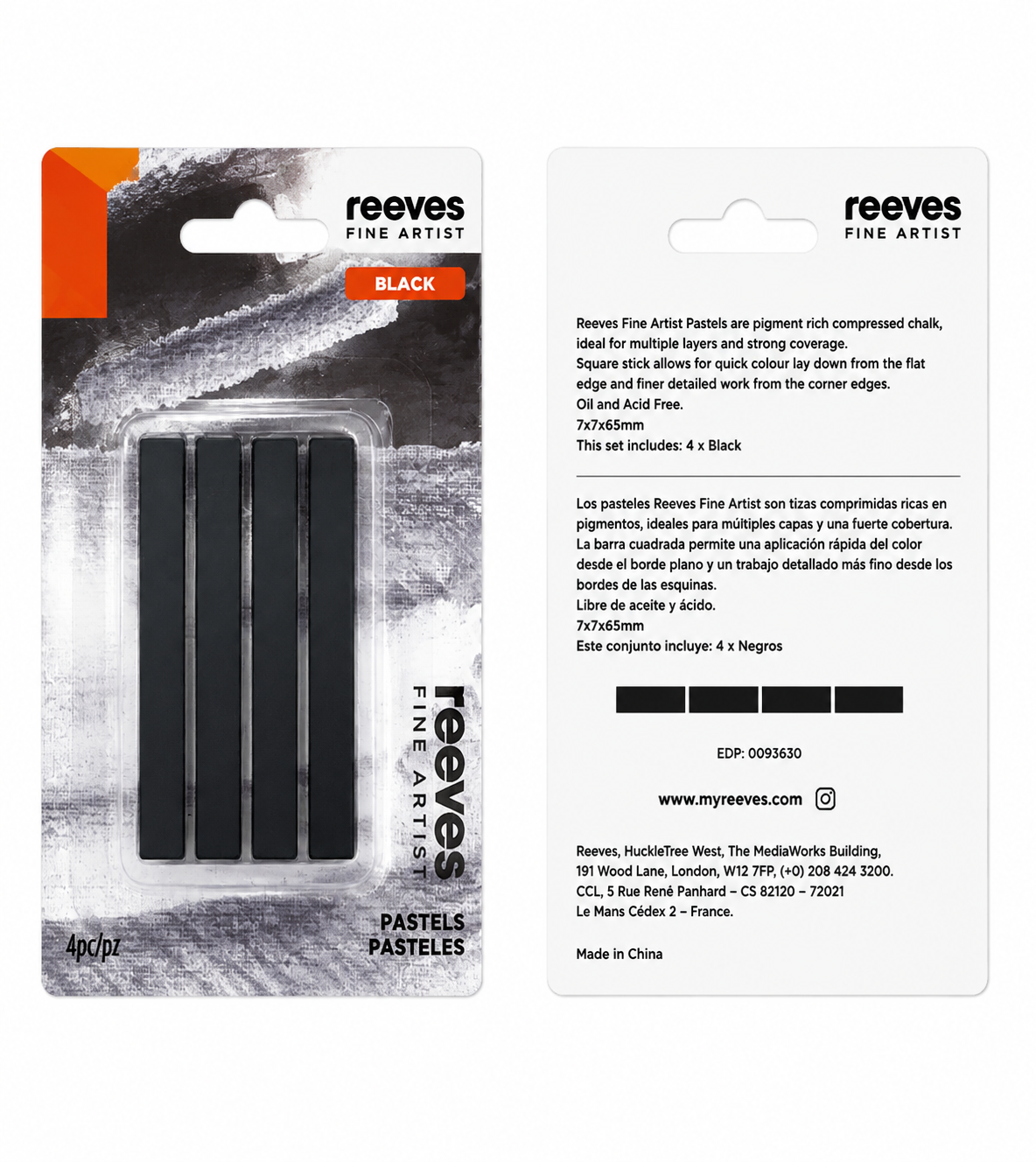 Reeves Chalk Pastels Black 4 Pack