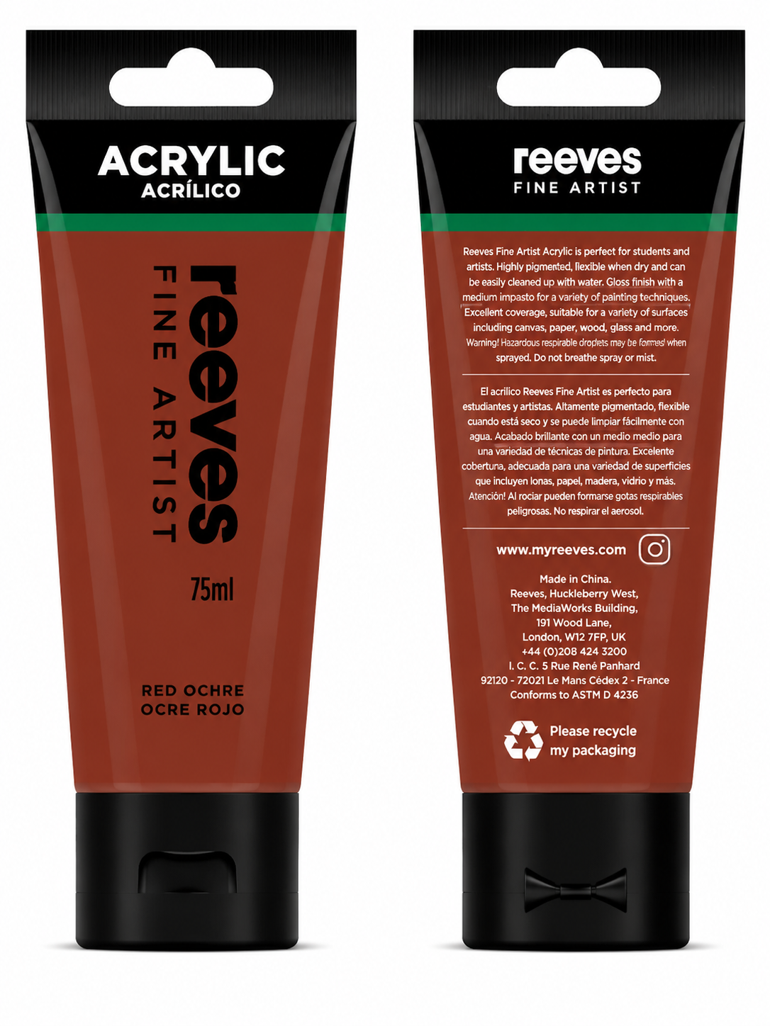 Reeves Acrylic Paint 75ml Red Ochre