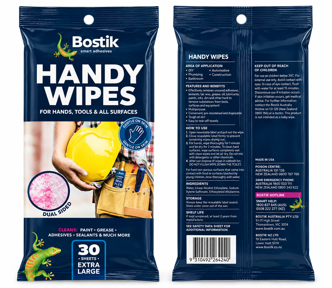 Bostik Handy Wipes Extra Large 30 Sheets