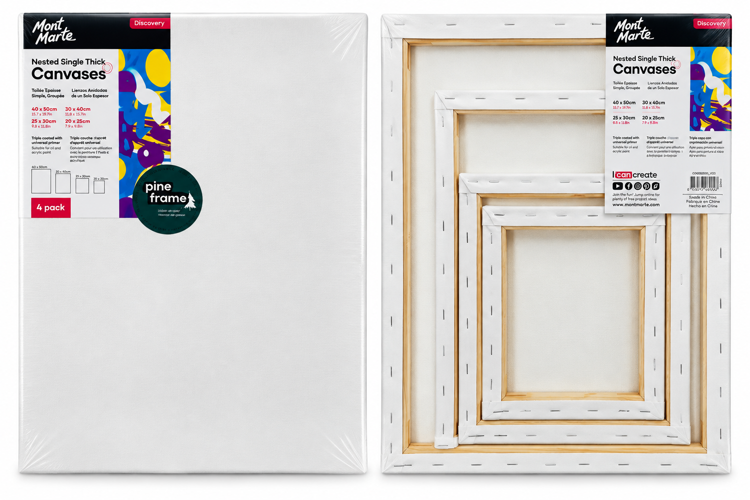 Mont Marte Nested Single Thick Canvases 4 Pack
