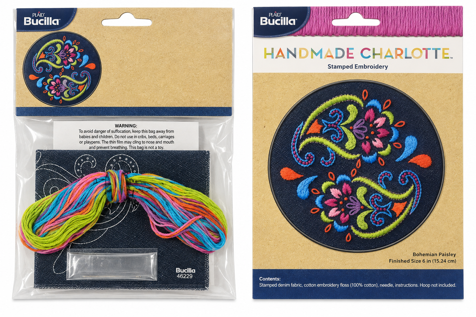 Bucilla Stamped Embroidery Kit 6in - Bohemian Paisley