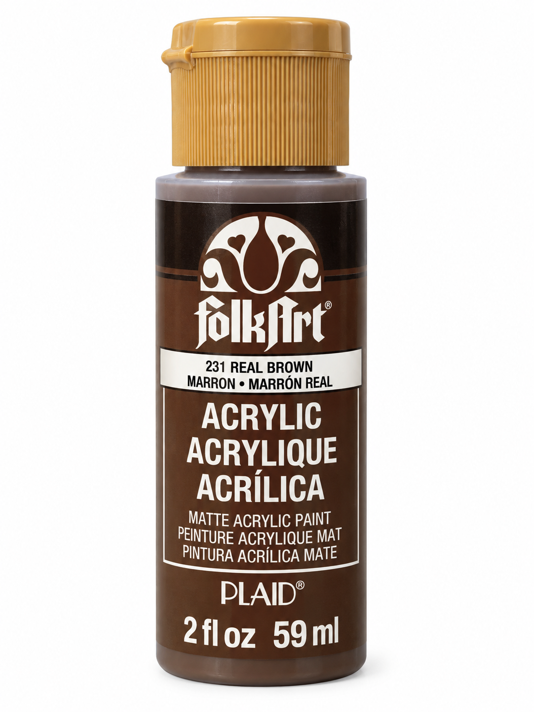 FolkArt Matte Acrylic Paint Real Brown Marron 59ml