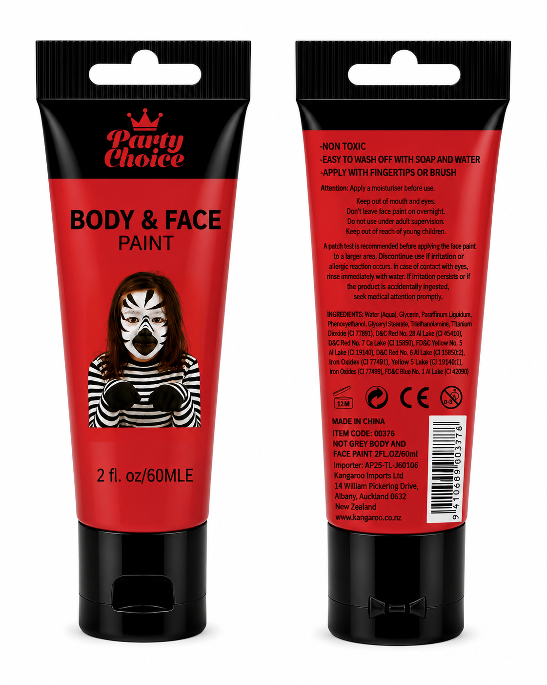 Party Choice Body & Face Paint 60ml - Red