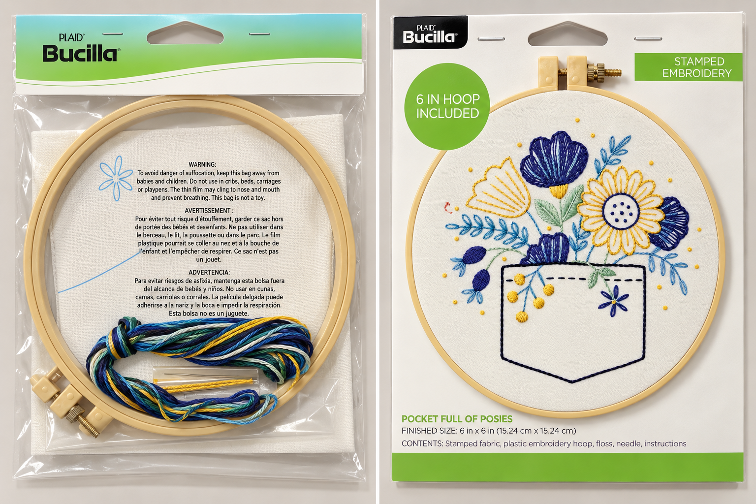 Bucilla Stamped Embroidery Kit 6in - Pocket Full of Posies