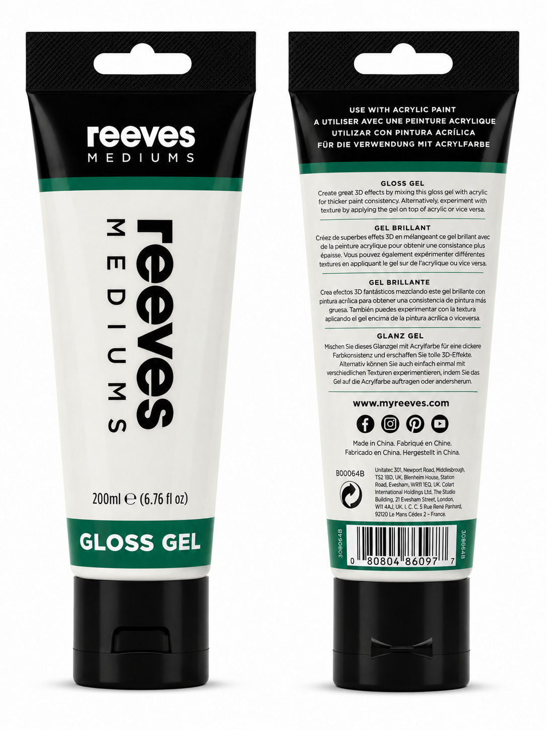 Reeves Acrylic Gloss Gel Medium 200ml