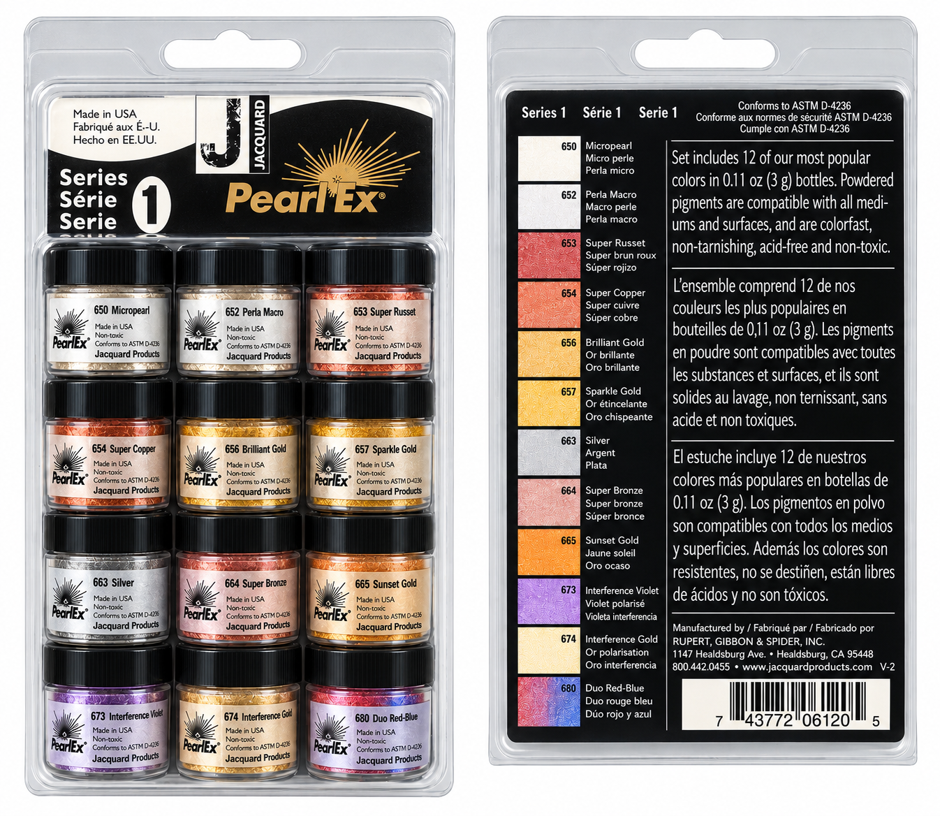 Jacquard Pearl Ex Series 1 Powdered Pigments Set - 12 Colours